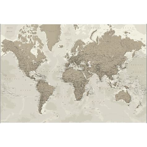 Political World Wall Map Silver Tones Extra Large The Map Shop