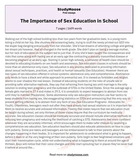 the importance of sex education in school free essay example