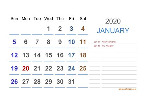 2020 Calendar Excel Calendar Printable Free