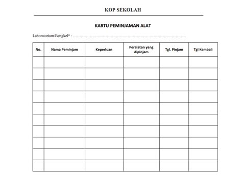Form Peminjaman Barang Excel Homecare24
