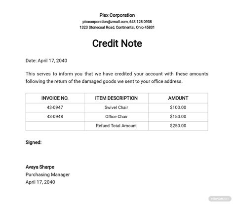 In the report preview, the results of the note format's sections are returned, grouped, and sorted based on the resulting note output. FREE Credit Note format Template - PDF | Word (DOC ...
