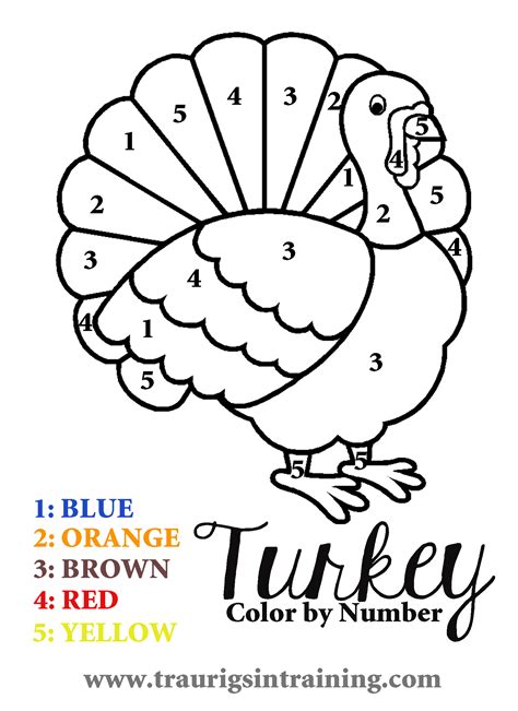 Color By Numbers Turkey Worksheet