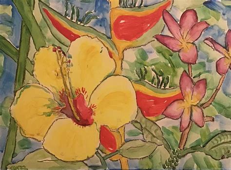 Tropical Flowers Painting By James Cox Pixels