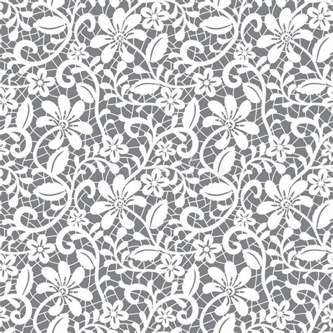 Seamless Lace Floral Pattern On Gray Background Stock Vector