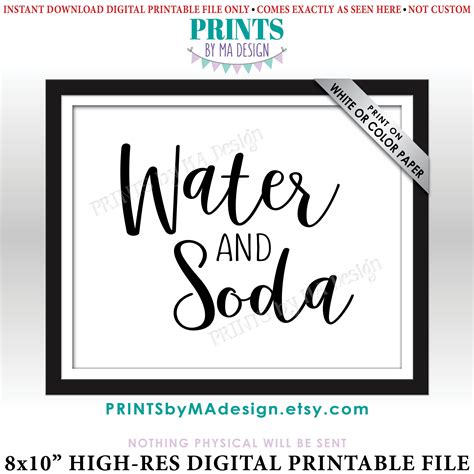 Water And Soda Sign Non Alcoholic Drinks Sign Refreshments Display