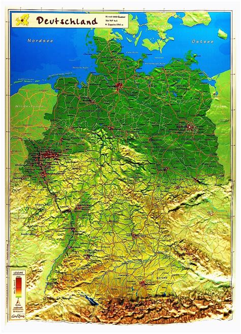 Carte En Relief De Lallemagne Deutschland Georelief