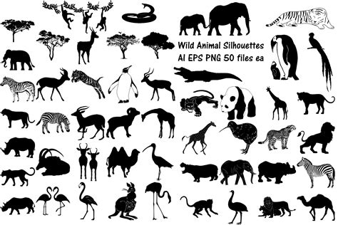 Wild And African Animal Silhouettes Ai Eps Png 261637 Illustrations