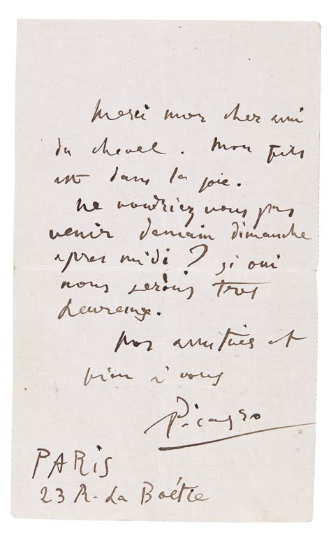 Pablo Picasso Letter From Picasso To Polunin 1923 Mutualart