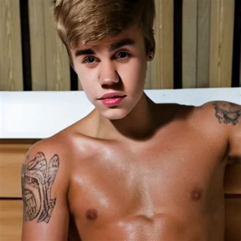 Krea High Resolution Photograph Of Justin Bieber In A Sauna With