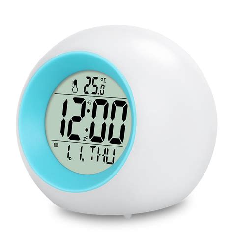 7 Color Led Change Night Glowing Digital Alarm Clock Natural Sounds