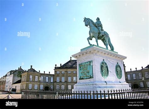 Amalienborg Palace Square With A Statue Of Frederick V On A Horse It