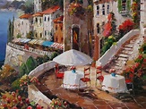 Italian Art Mediterranean Painting Handmade Oil on Canvas Wall Art ...