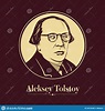 Vectorportret Van Een Russische Schrijver. Aleksey Tolstoy Bijnaam the ...