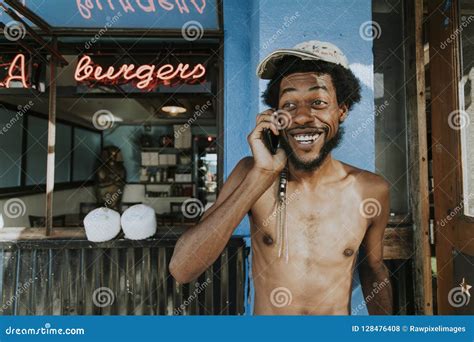 Shirtless Man Talking On The Phone Stock Photo Image Of Mobile