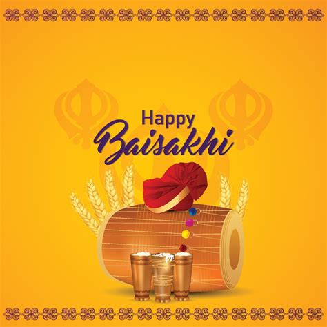Sikh Festival Happy Vaisakhi Celebration Greeting Card And Background