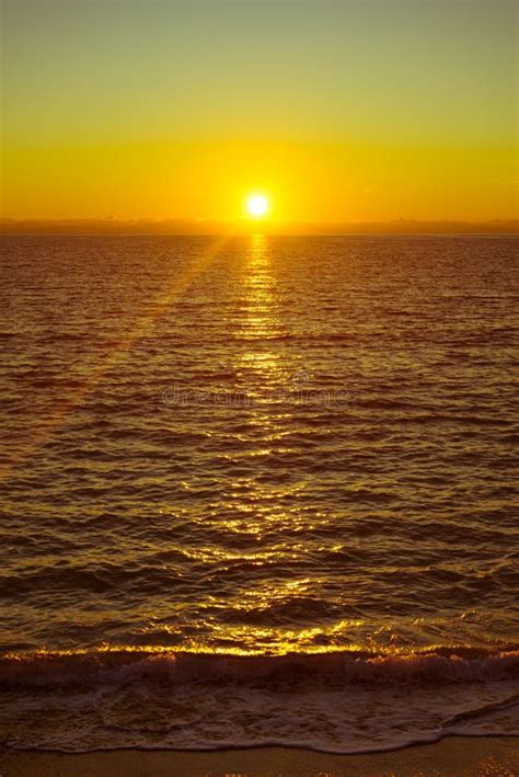 Sunset Or Sunrise Over Sea Surface Stock Photo Image Of Orange Ocean