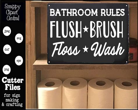 Bathroom Rules Svg File Flush Brush Floss Wash Svg Etsy