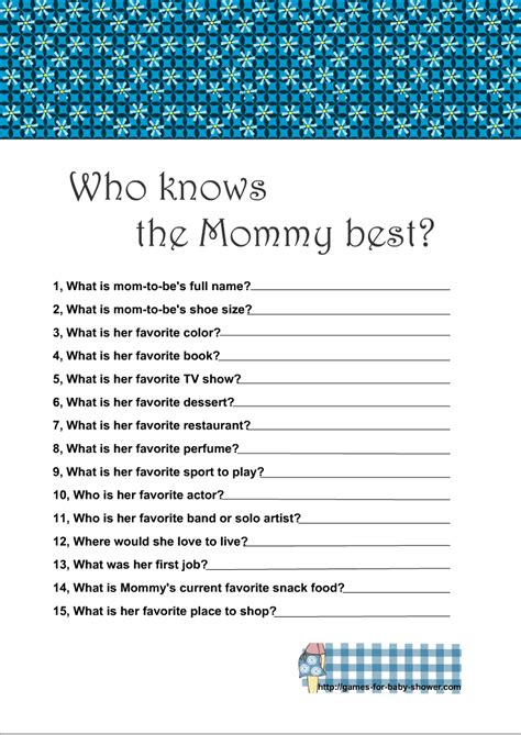 Elephant Who Knows Mommy Best Printable Mommy Quiz Baby Boy Baby Shower