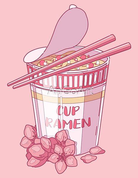 The Japanese Noodles Food And The Sakura Flowers The Kawaii Design With