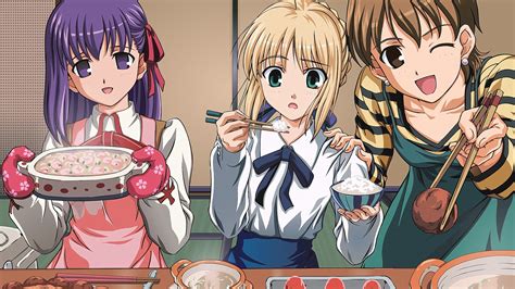 Wallpaper Ilustrasi Makanan Berambut Pirang Rambut Panjang Gadis Anime Rambut Pendek Si