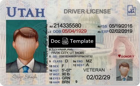 Utah Driver License Template Psd Psd Templates