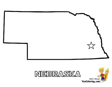 Nebraska State Map Outline Sketch Coloring Page Nebraska State