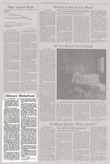 Obituary Motherhood The New York Times