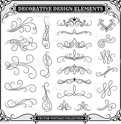 Vintage Decorative Design Elements Collection Stock Illustration