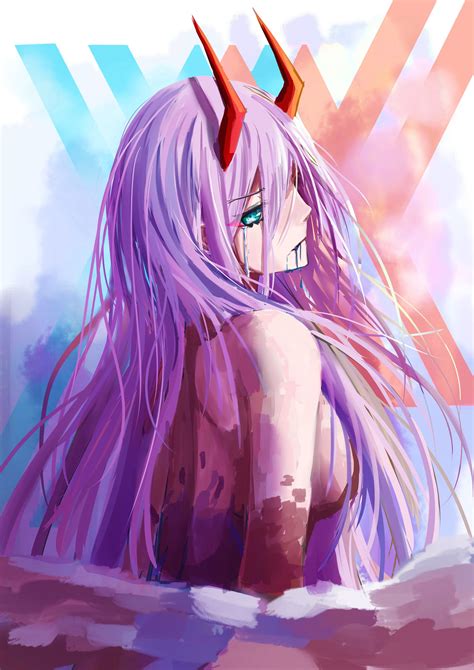 Wallpaper Illustration Long Hair Anime Girls Blue Eyes Horns My Xxx