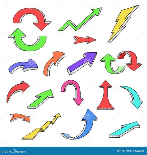 Colored Arrows Hand Drawn Doodles Stock Vector Illustration Of Hand