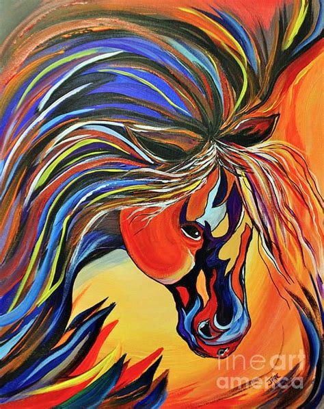 Flame Bold And Colorful War Horse By Janice Rae Pariza Horse Painting