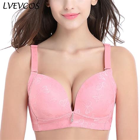 Push Up Sexy Bra Embroidery Women Wireless Brassiere Femme Large C D Cup Plus Size Bralette Lace