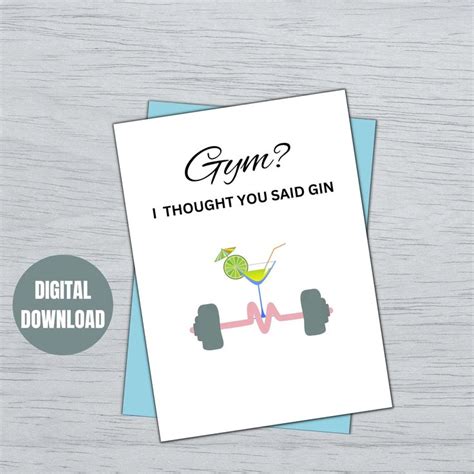 Gym Humor Card Gym Gifts Gym Card For Her Him Birthday Card Etsy In