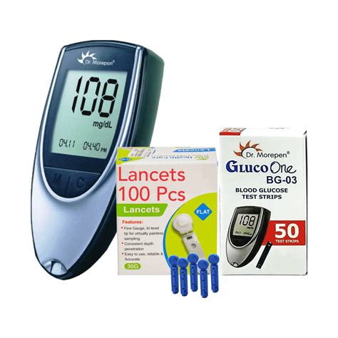 Dr Morepen Combo Pack Of BG 03 Glucose Meter 50 Test Strips And 100