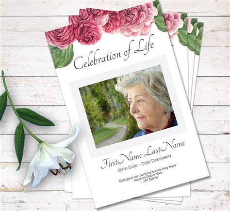 Flower Funeral Program Template And Order Of Service Funeral Etsy