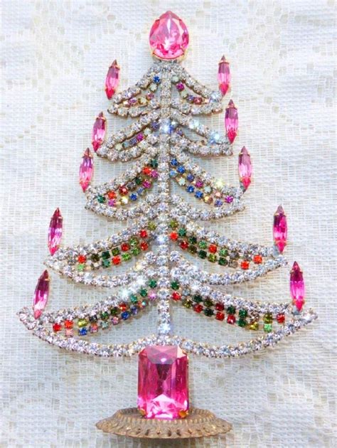 vintage czech crystal and rhinestone christmas trees crystal christmas tree jewelry christmas