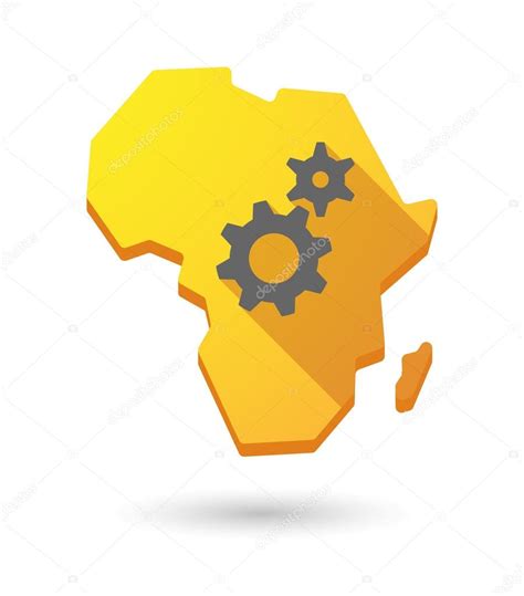 África Continente Mapa Icono Con Engranajes Vector De Stock Por ©on