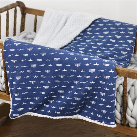 The Double Layer Blanket Solid Blue Airplanes Etsy Blanket Soft