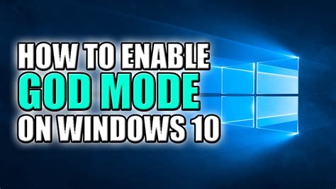 How To Enable God Mode In Windows 10 Youtube