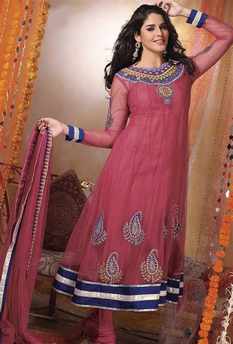 Pink Full Sleeve Net Long Anarkali Salwar Kameez 19284 Indian Dresses Online Designer Salwar