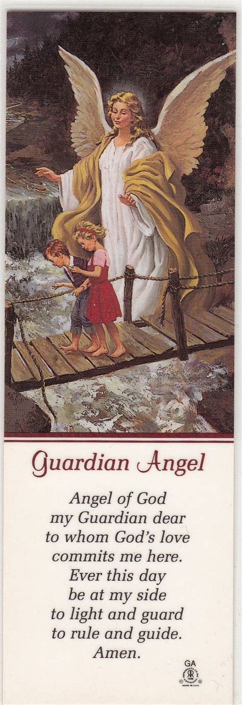 Guardian Angel Laminated Prayer Card Bookmark 53mm X 155mmm
