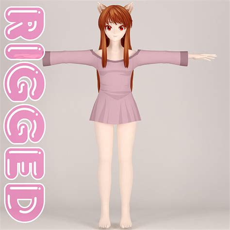 t pose rigged model of horo 3d model rigged cgtrader