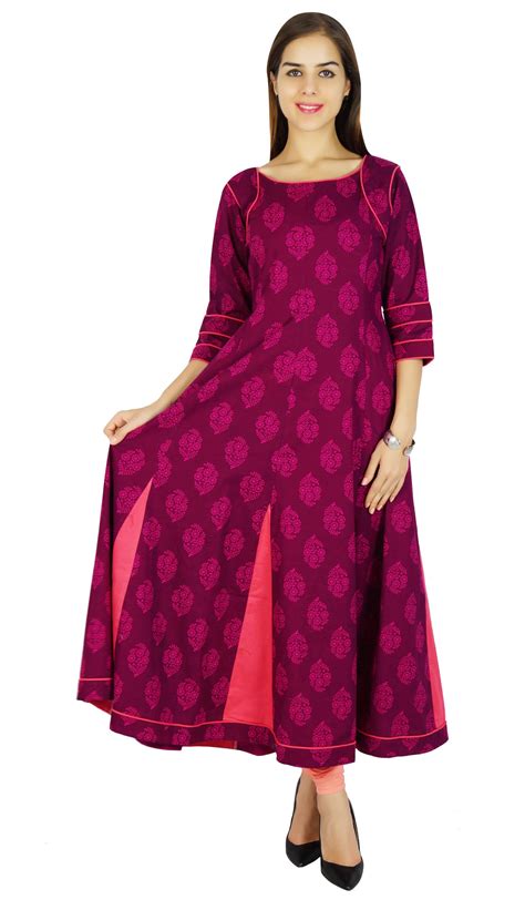 Amoghah Women Anarkali Floral Pattern Kurta Cotton Kurti Indian 4cn Ebay