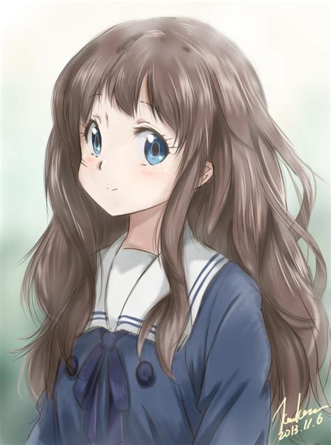 Anime Little Girl With Brown Hair And Brown Eyes