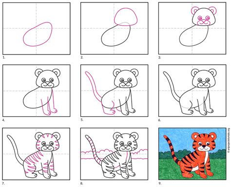 Easy Tiger Drawing For Kids Tutorial And Tiger Coloring Page Tiger