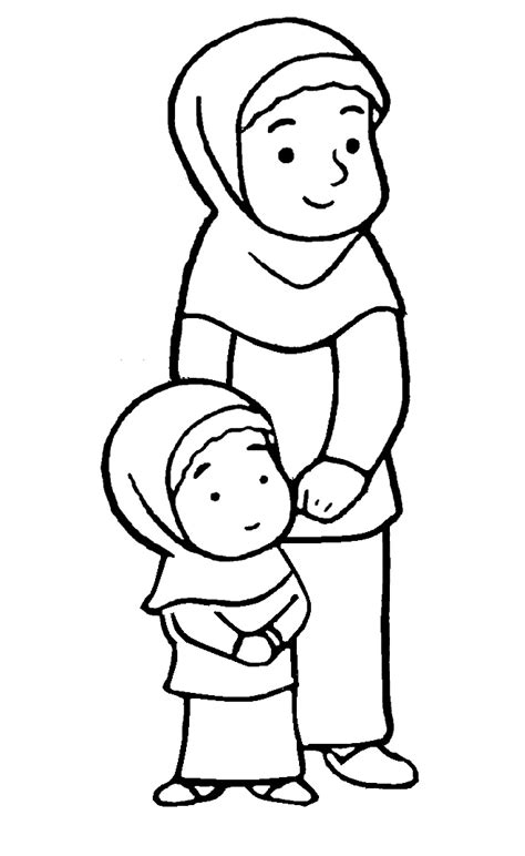 Mewarnai Gambar Anak Muslim Mengaji Sketch Coloring Page