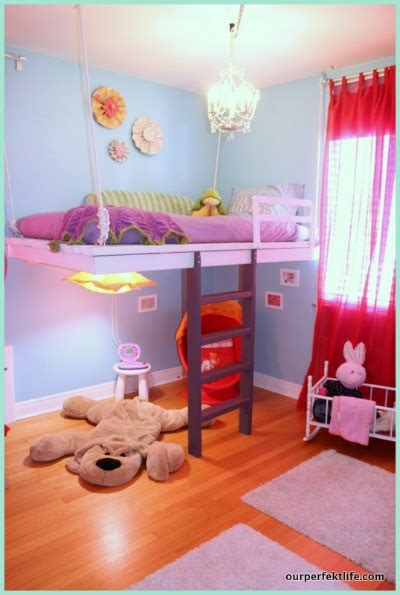 Remodelaholic Diy Hanging Loft Bed In A Girls Bedroom