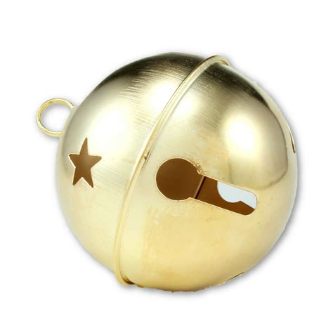 315 Inch 80mm Giant Jumbo Gold Craft Jingle Bell With Stars Bulk 12