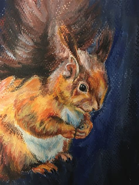 Red Squirrel Acrylic Painting Animal Portrait Etsy