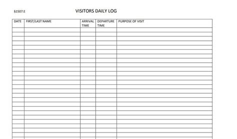 18 Free Visitor Log Template Sample In Pdf Excel